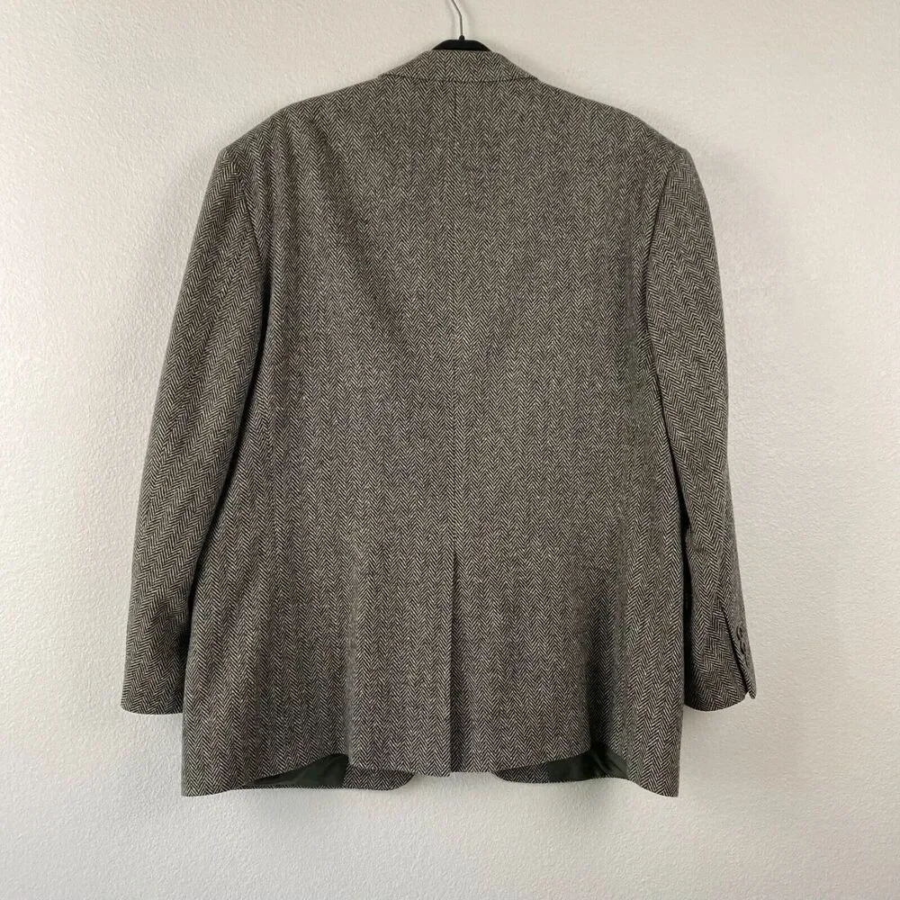 John Alexander Men’s Gray Tweed‎ Herringbone Wool Sport Coat Blazer Jacket 46R